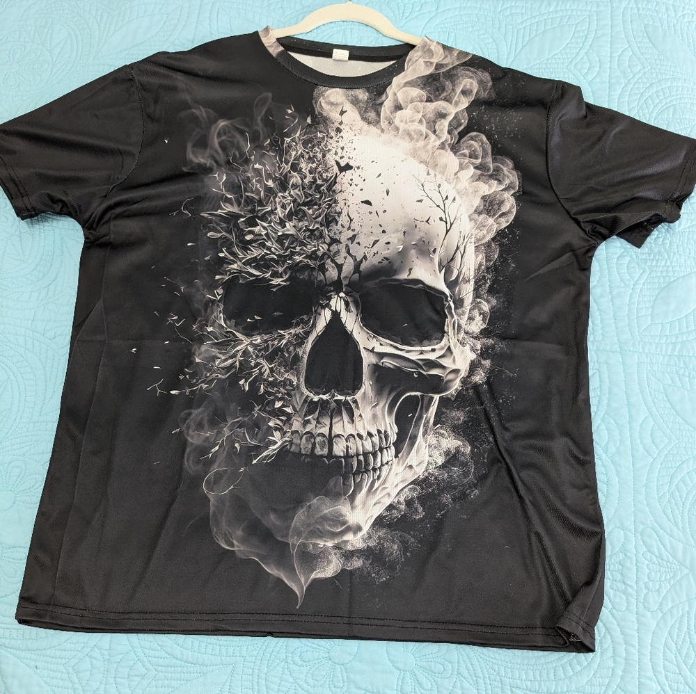 Men's XXL Skull Graphic Short Sleeve Shirt Black 2XL - Picture 9 of 10